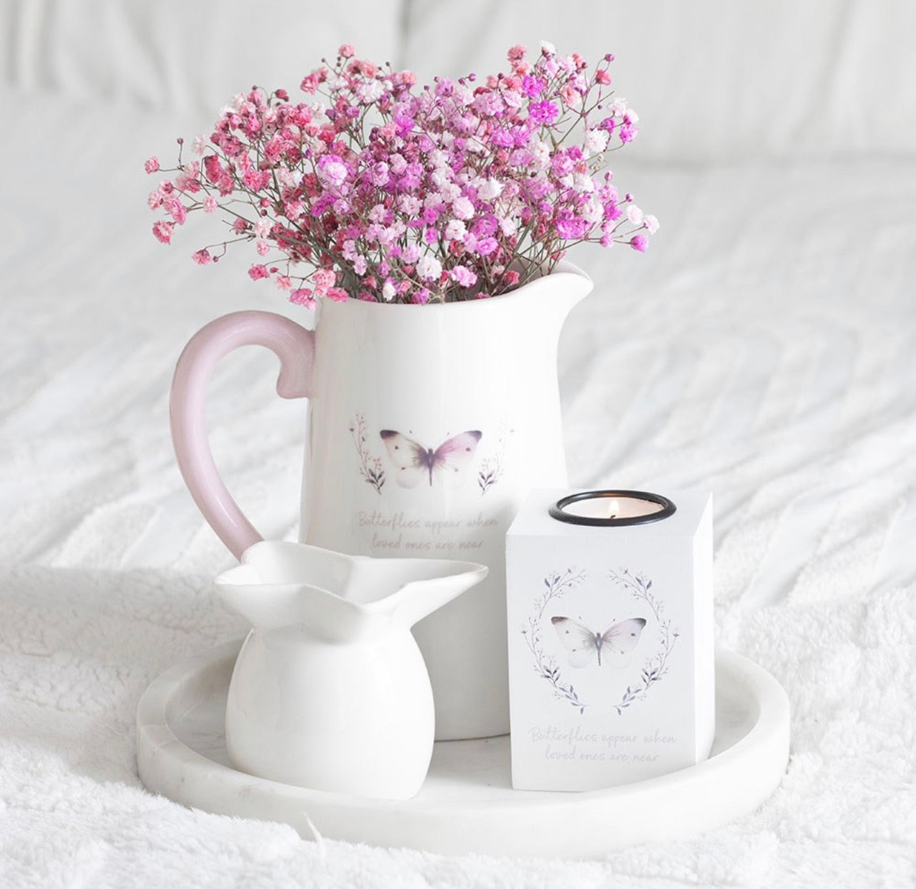 * Pre Order * White Butterfly Dish Wax Burner