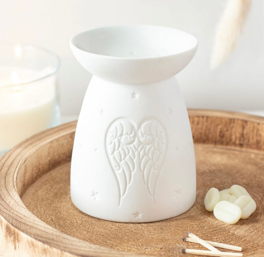 White Ceramic Angel Wings Wax Burner