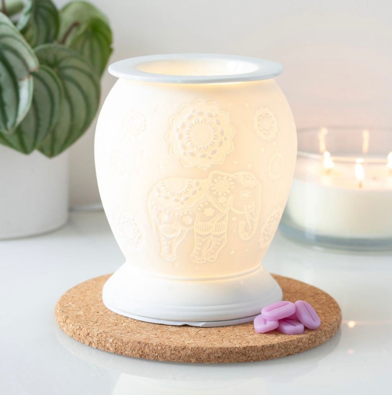 White Ceramic Elephant Electric Wax Burner